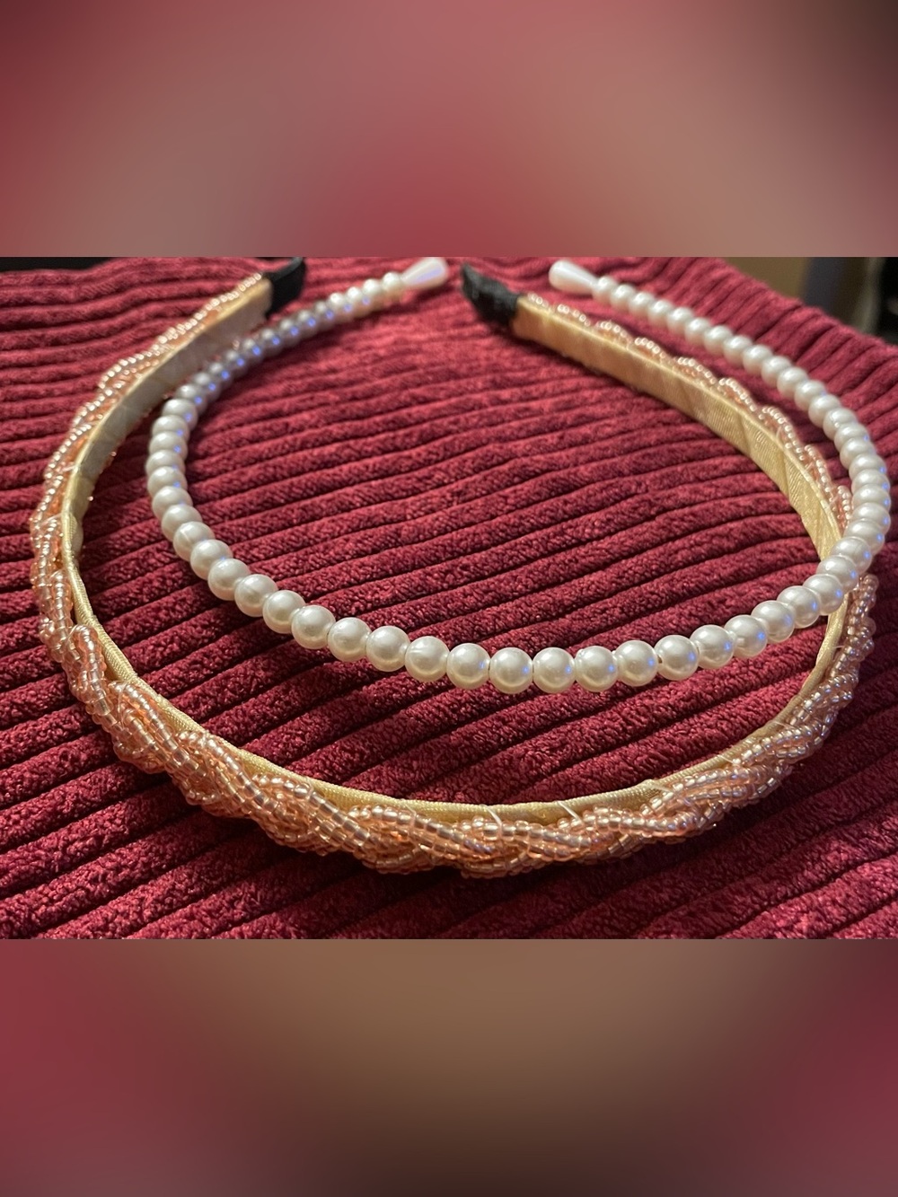 Pearl and Rose Gold Beaded Headband Set